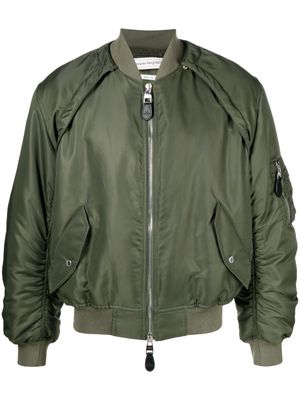Alexander McQueen detachable-sleeve ruched bomber jacket - Green