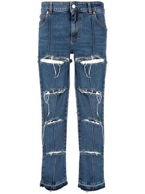 Alexander McQueen distressed cropped jeans - Blue