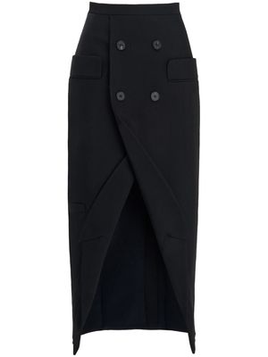 Alexander McQueen double-button wool midi skirt - Black