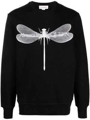 Alexander McQueen dragonfly-print cotton sweatshirt - Black