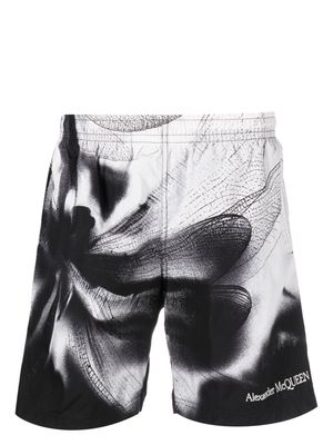 Alexander McQueen Dragonfly-print swim shorts - Black