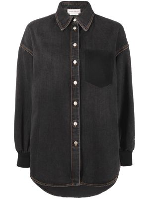 Alexander McQueen drop-shoulder denim shirt - Black