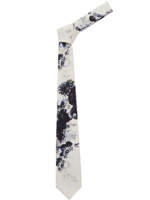 Alexander McQueen Dutch Flower silk tie - White