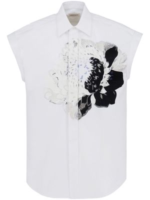 Alexander McQueen Dutch Flower sleeveless cotton shirt - White