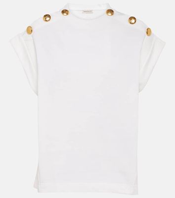 Alexander McQueen Embellished cotton jersey top