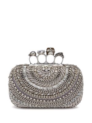 Alexander McQueen embellished-knuckle clutch bag - Silver