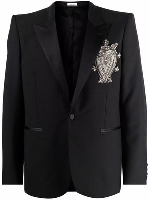 Alexander McQueen embellished-motif formal-cut blazer - Black