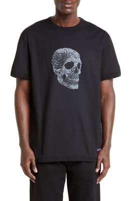 Alexander McQueen Embellished Skull Cotton T-Shirt in Black/Mix