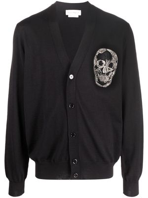 Alexander McQueen embellished skull-patch buttoned cardigan - Black
