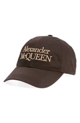 Alexander McQueen Embroidered Baseball Cap in Black/Beige