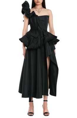 Alexander McQueen Embroidered Deconstructed Bustier Dress in Black