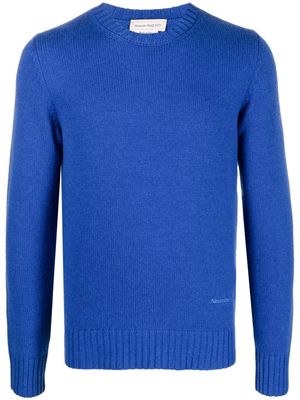 Alexander McQueen embroidered-logo cashmere jumper - Blue