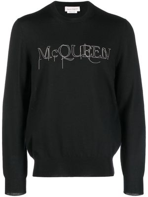 Alexander McQueen embroidered-logo cotton jumper - Black