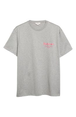 Alexander McQueen Embroidered Logo Cotton T-Shirt in Pale Grey