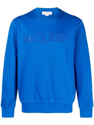 Alexander McQueen embroidered logo crew neck sweatshirt - Blue