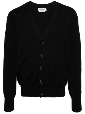 Alexander McQueen embroidered-logo knitted cardigan - Black