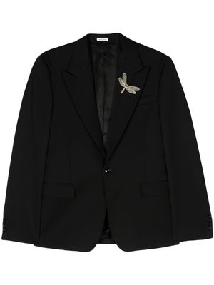 Alexander McQueen embroidered-motif single-breasted blazer - Black