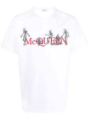 Alexander McQueen embroidered skeleton logo T-shirt - White