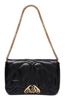 Alexander McQueen Exploded Seal Quilted Leather Shoulder Bag in Black