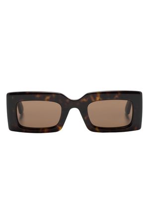Alexander McQueen Eyewear Bold tortoiseshell rectangle-frame sunglasses - Brown