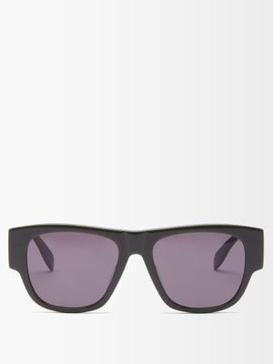 Alexander Mcqueen Eyewear - Graffiti-logo Square Acetate Sunglasses - Mens - Green