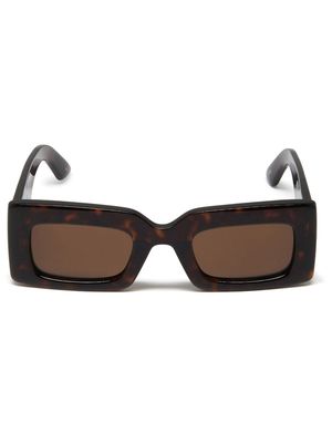 Alexander McQueen Eyewear logo-engraved rectangle-frame sunglasses - Brown