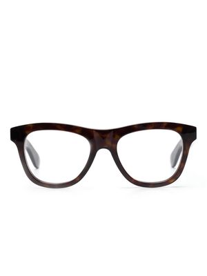 Alexander McQueen Eyewear logo-engraved tortoiseshell glasses - Brown