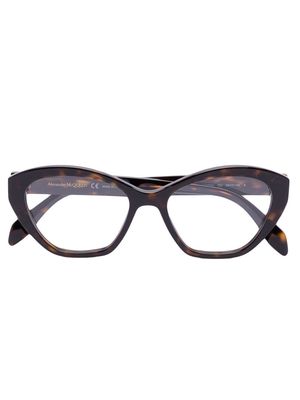 Alexander McQueen Eyewear logo-print glasses - Brown