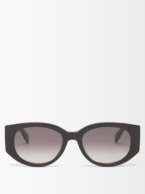 Alexander Mcqueen Eyewear - Oval Acetate Sunglasses - Womens - Black