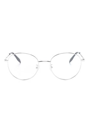 Alexander McQueen Eyewear polished round-frame glasses - Silver