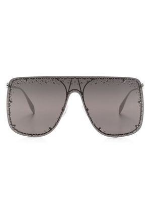 Alexander McQueen Eyewear rhinestone-embellished shield-frame sunglasses - Silver