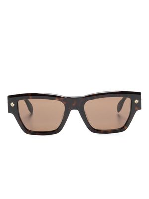 Alexander McQueen Eyewear rivet-detail square-frame sunglasses - Brown