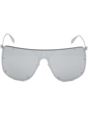 Alexander McQueen Eyewear skull-appliqué shield-frame sunglasses - Silver