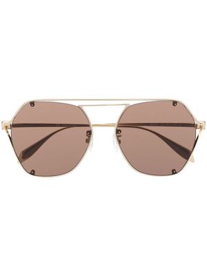 Alexander McQueen Eyewear skull-detail oversized sunglasses - Gold