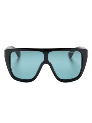 Alexander McQueen Eyewear skull-detailed tinted shield sunglasses - Black