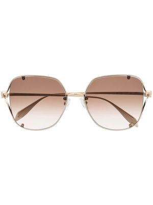 Alexander McQueen Eyewear skull-plaque detail sunglasses - Gold
