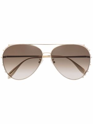Alexander McQueen Eyewear spike-stud pilot-frame sunglasses - Gold