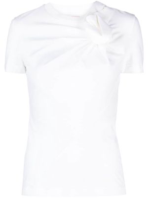 Alexander McQueen faux-flower twisted T-shirt - White