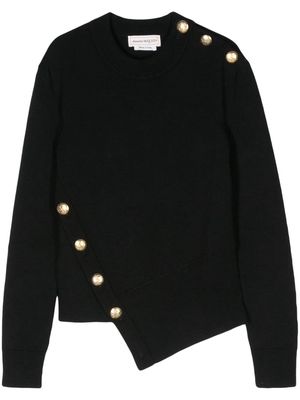 Alexander McQueen fine-knit asymmetric jumper - Black