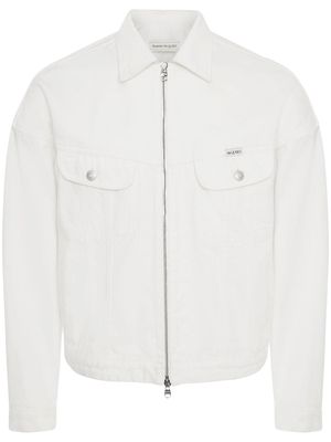 Alexander McQueen flap-pockets zip-up denim jacket - White