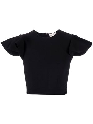 Alexander McQueen flared sleeve knit top - Black