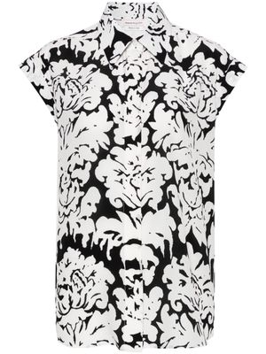 Alexander McQueen floral georgette sleeveless shirt - Black