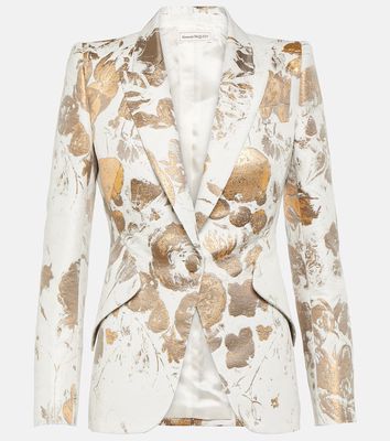 Alexander McQueen Floral jacquard cotton-blend blazer