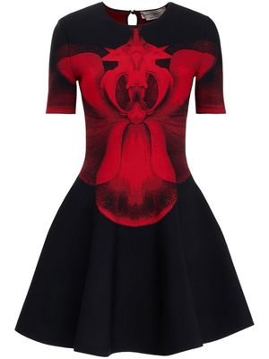Alexander McQueen floral-jacquard flared minidress - Black