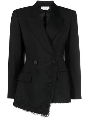 Alexander McQueen floral-lace detail blazer - Black