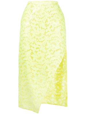 Alexander McQueen floral-lace midi skirt - Yellow