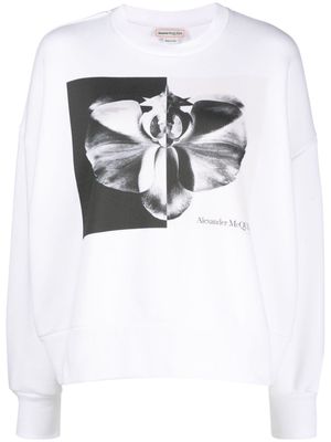 Alexander McQueen floral-print cotton sweatshirt - White