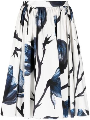 Alexander McQueen floral-print midi skirt - White
