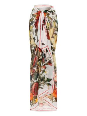 Alexander McQueen floral-print rectangle pareo - Red