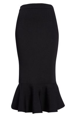 Alexander McQueen Flounce Hem Rib Pencil Skirt in Black